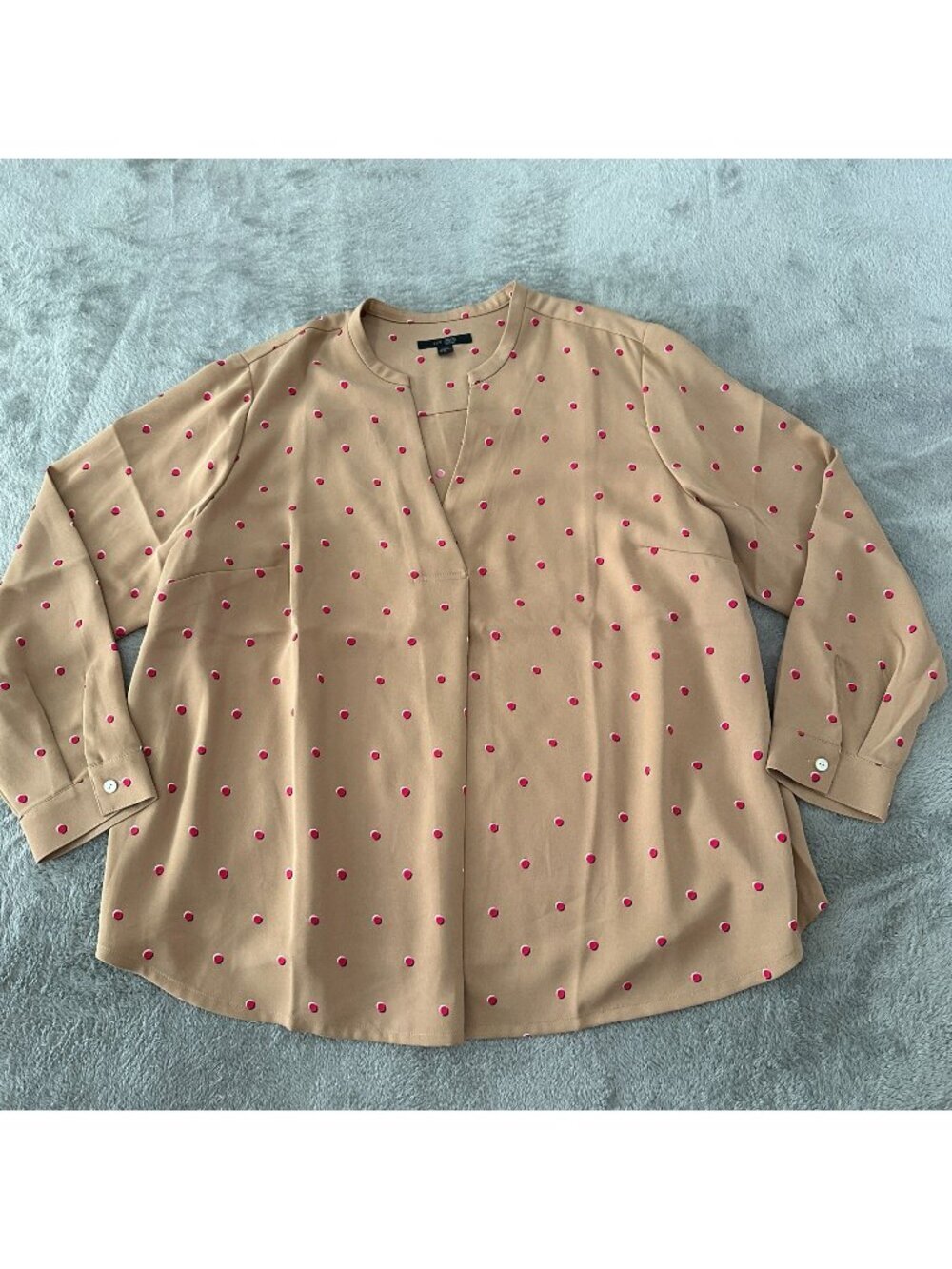J. Jill Wearever Collection Easy Care Blouse Polka Dot Women's XL Tank Pink
